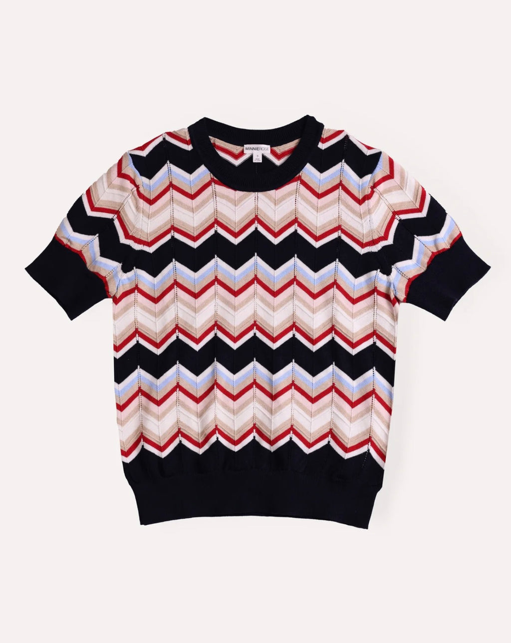 cotton cashmere chevron short sleeve crew
