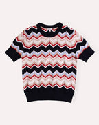cotton cashmere chevron short sleeve crew