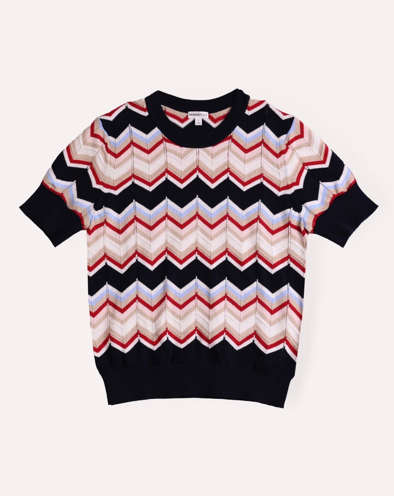 cotton cashmere chevron short sleeve crew