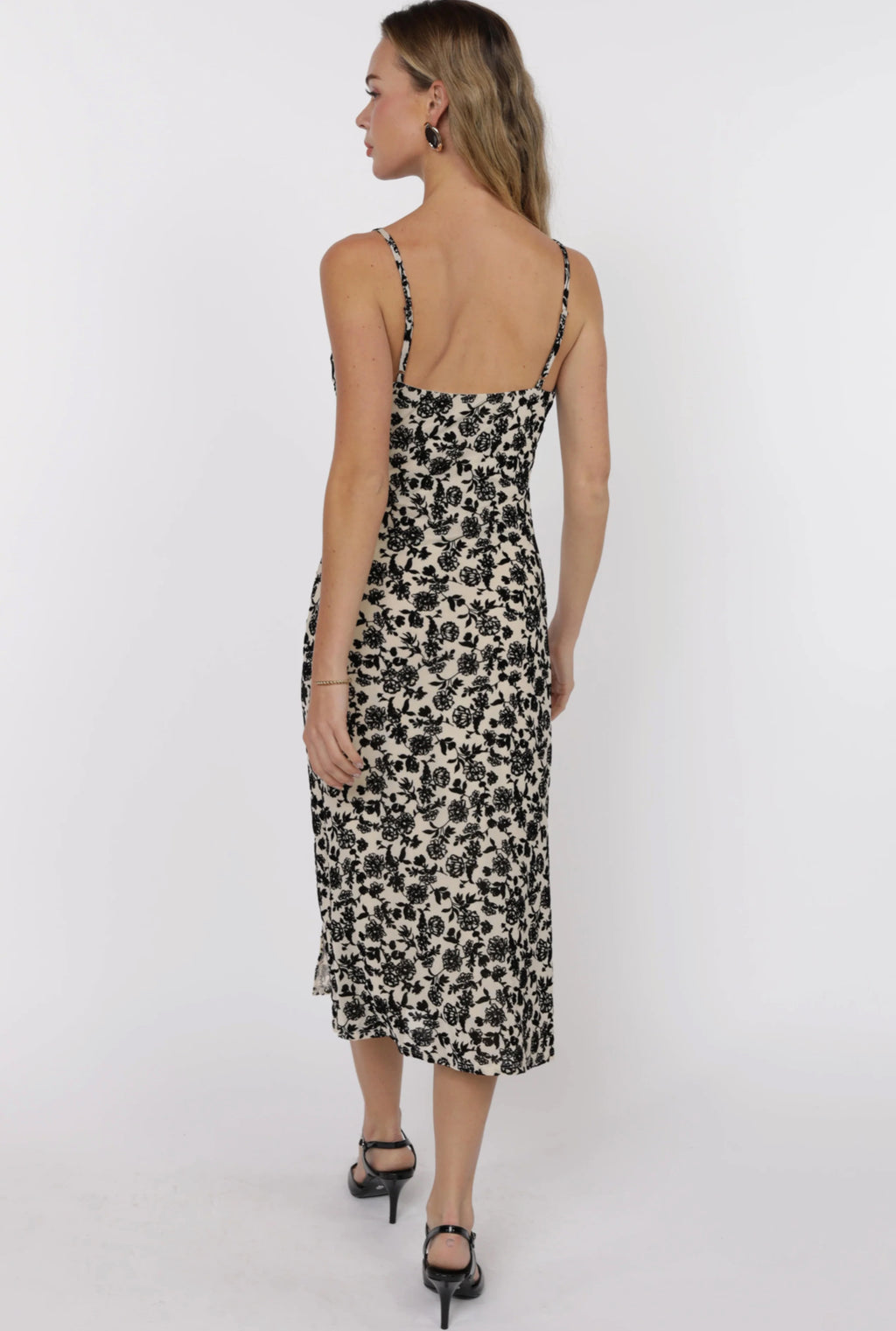 anaologue nostalgia cowl neck midi dress