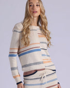 textured mixed stripe crew