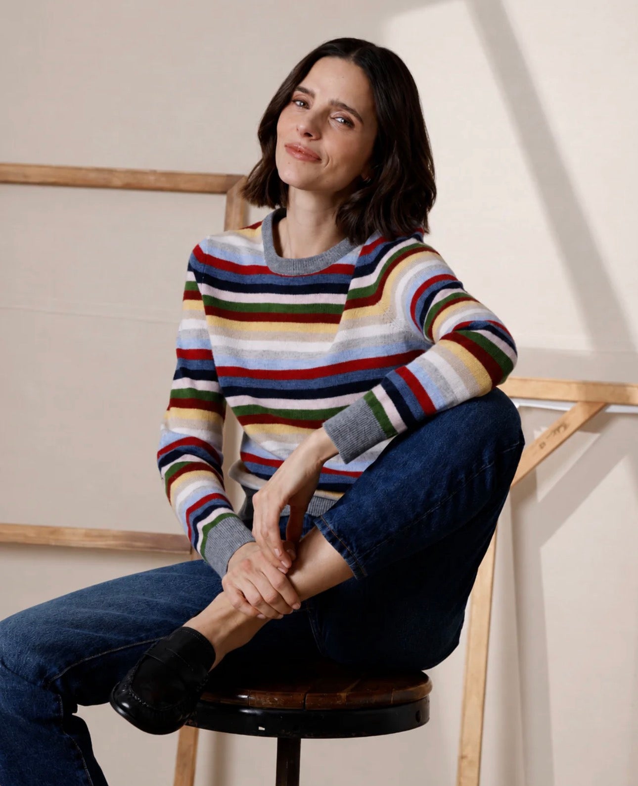 striped longsleeve crew in multi