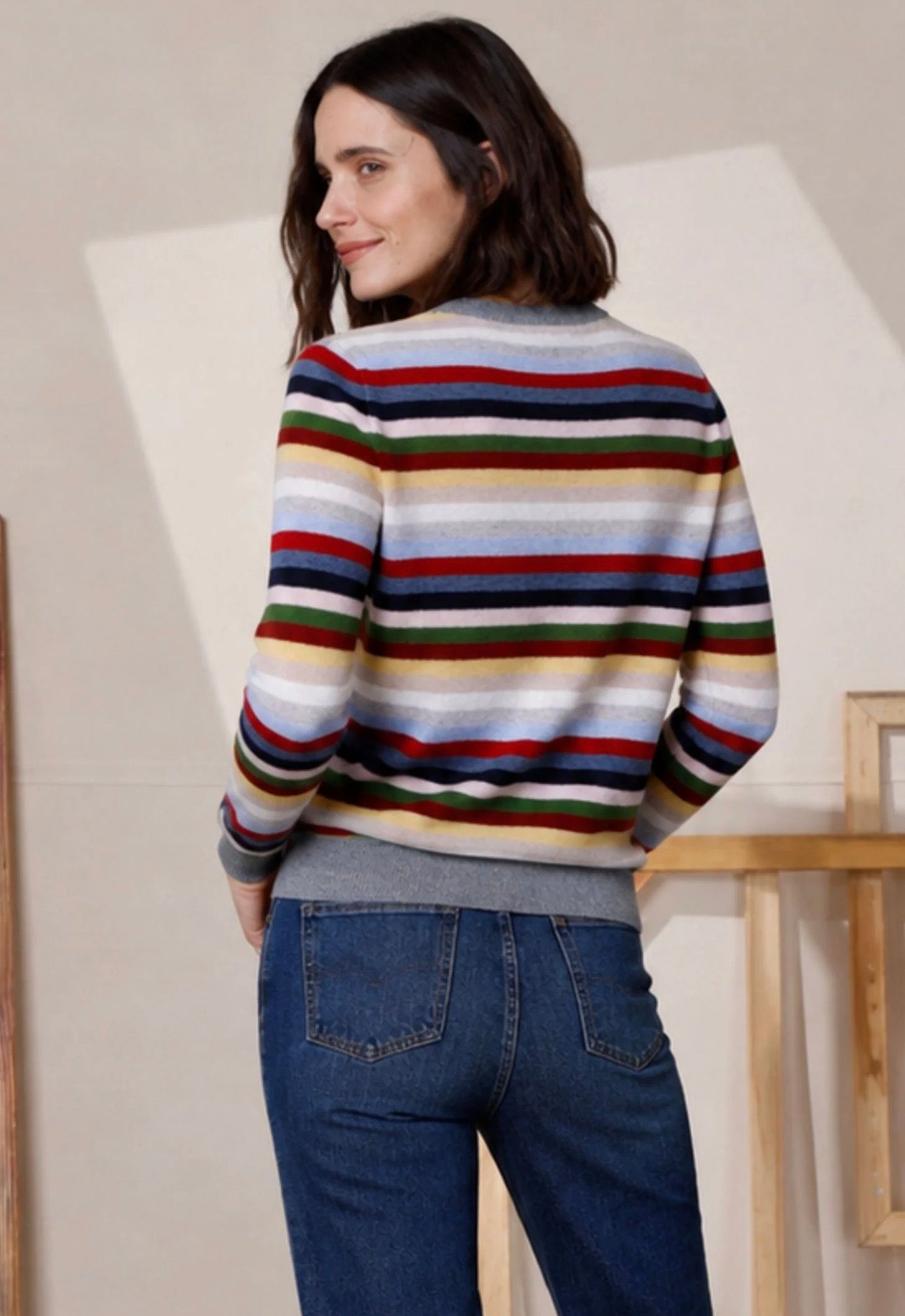 striped longsleeve crew in multi