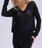 solid mesh v neck in navy