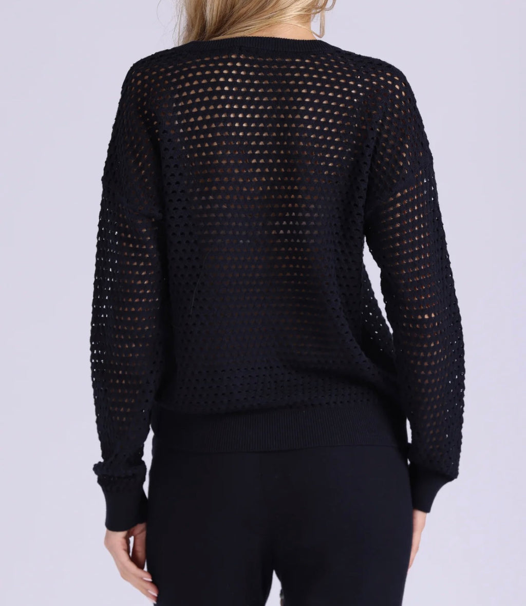 solid mesh v neck in navy