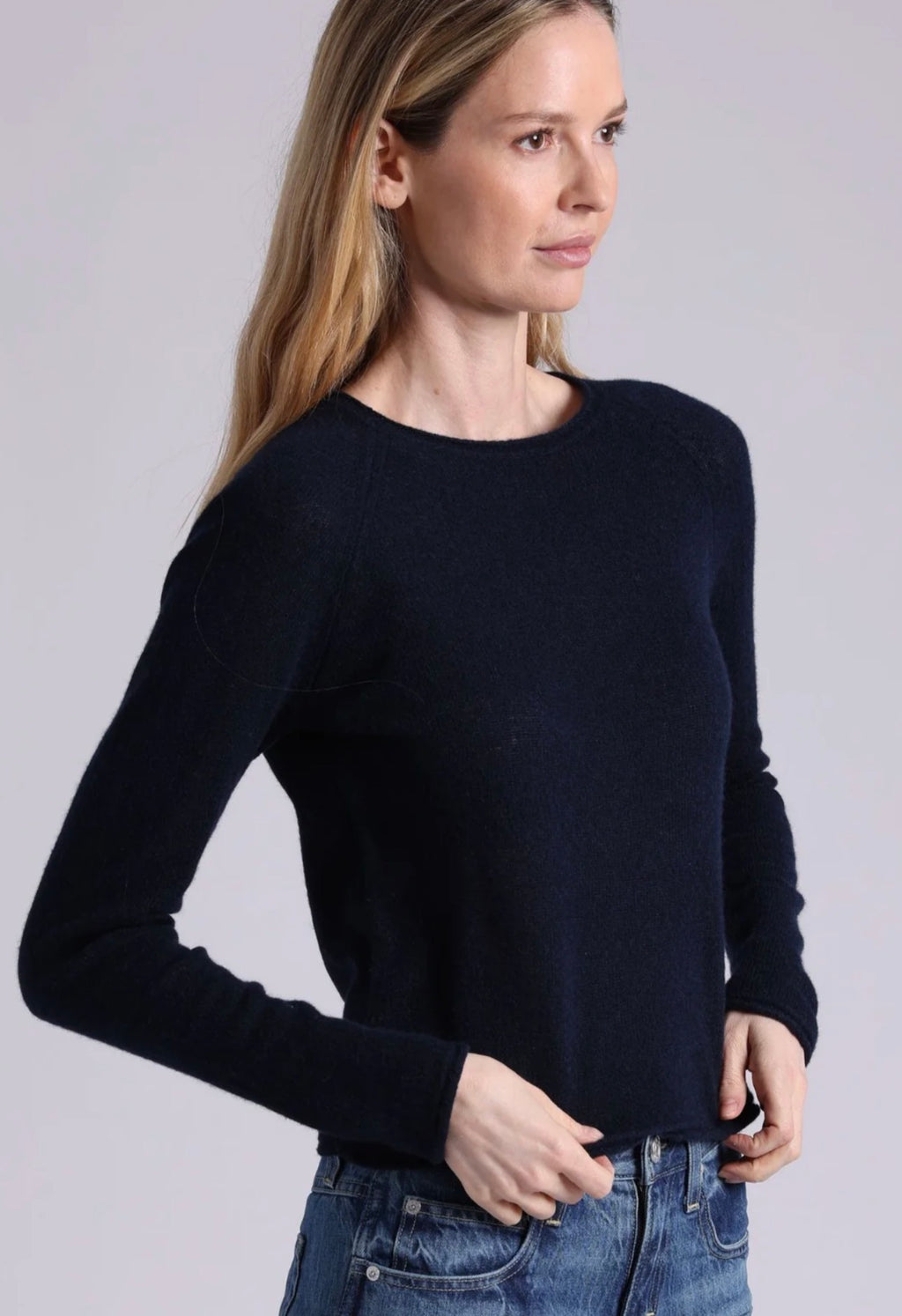 southern cashmere raglan rolled hem sweater
