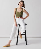 vacation high rise crop pant in white