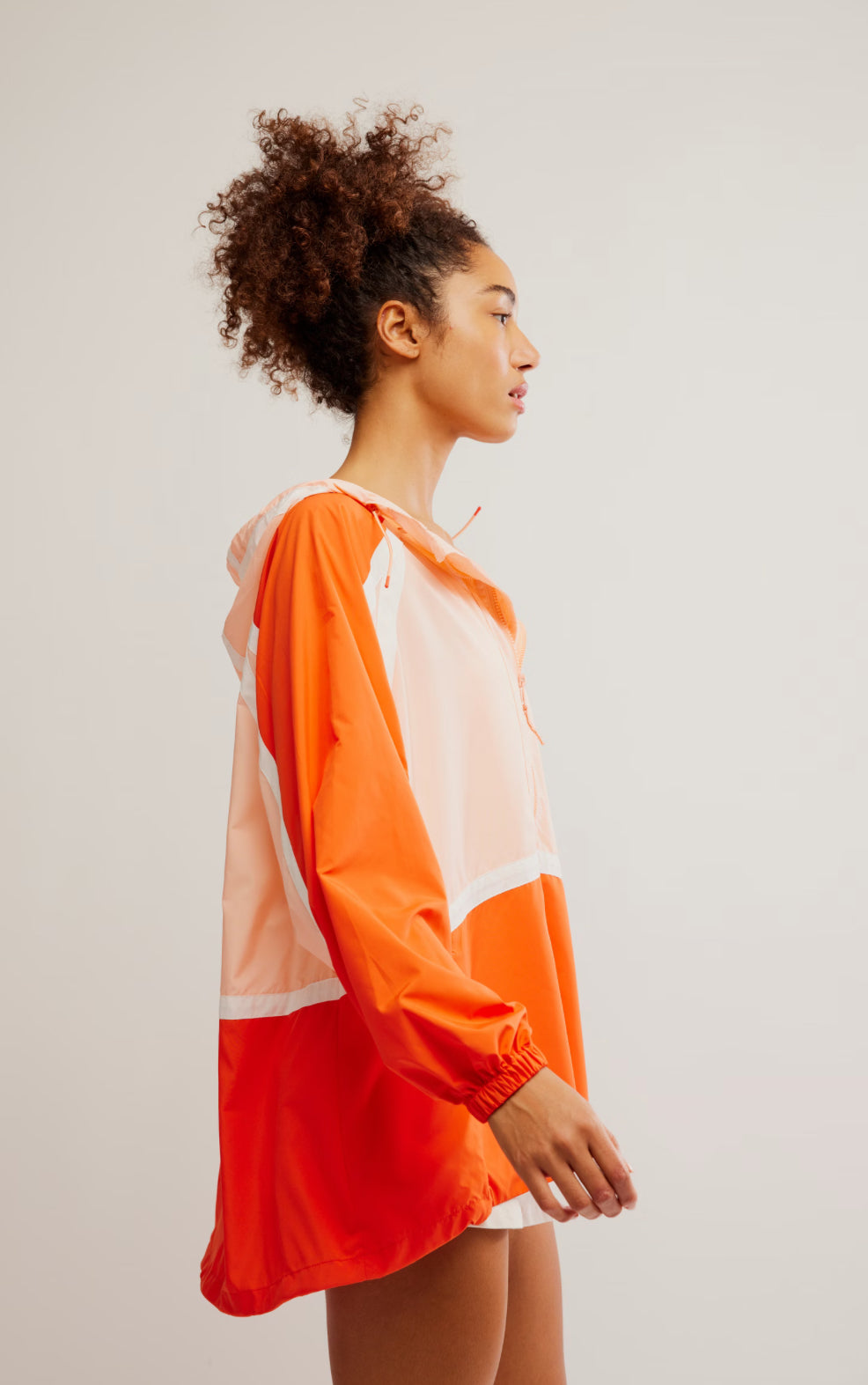 like the wind colorblock jacket in peach combo