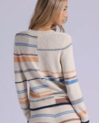 textured mixed stripe crew