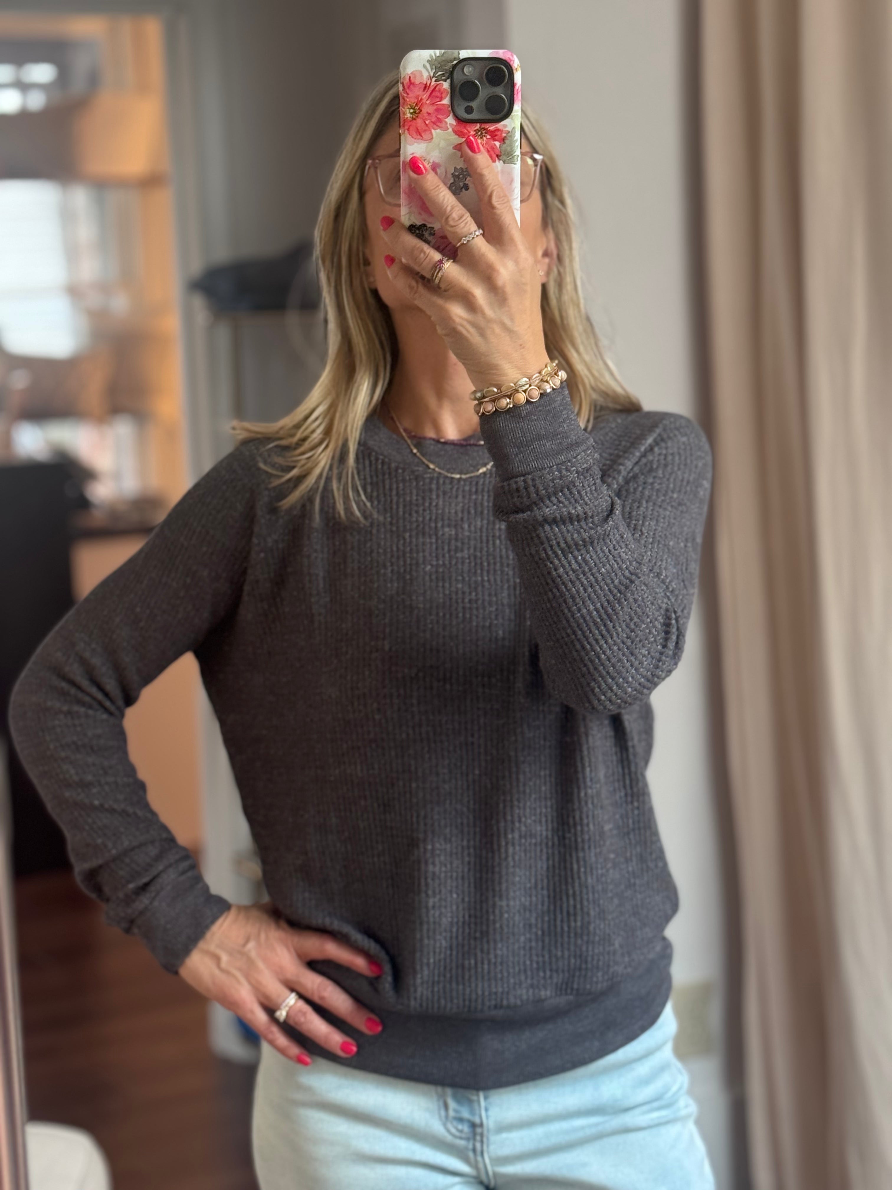lush waffle raglan in shadow