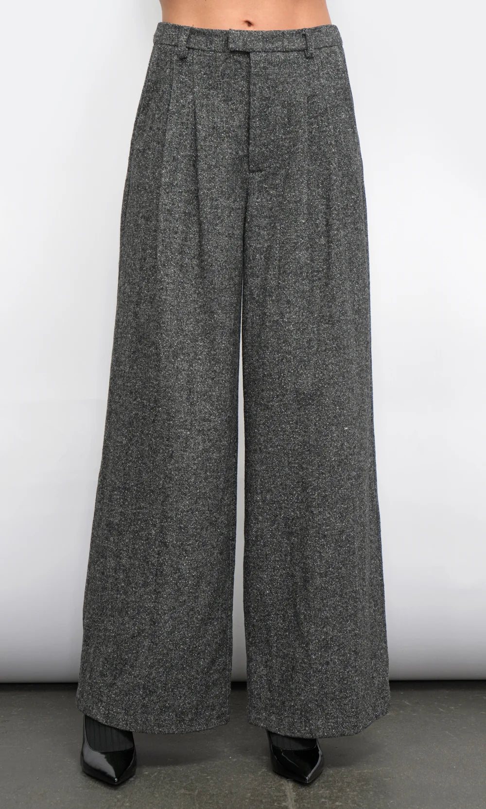adele high waist herringbone wide leg trouser