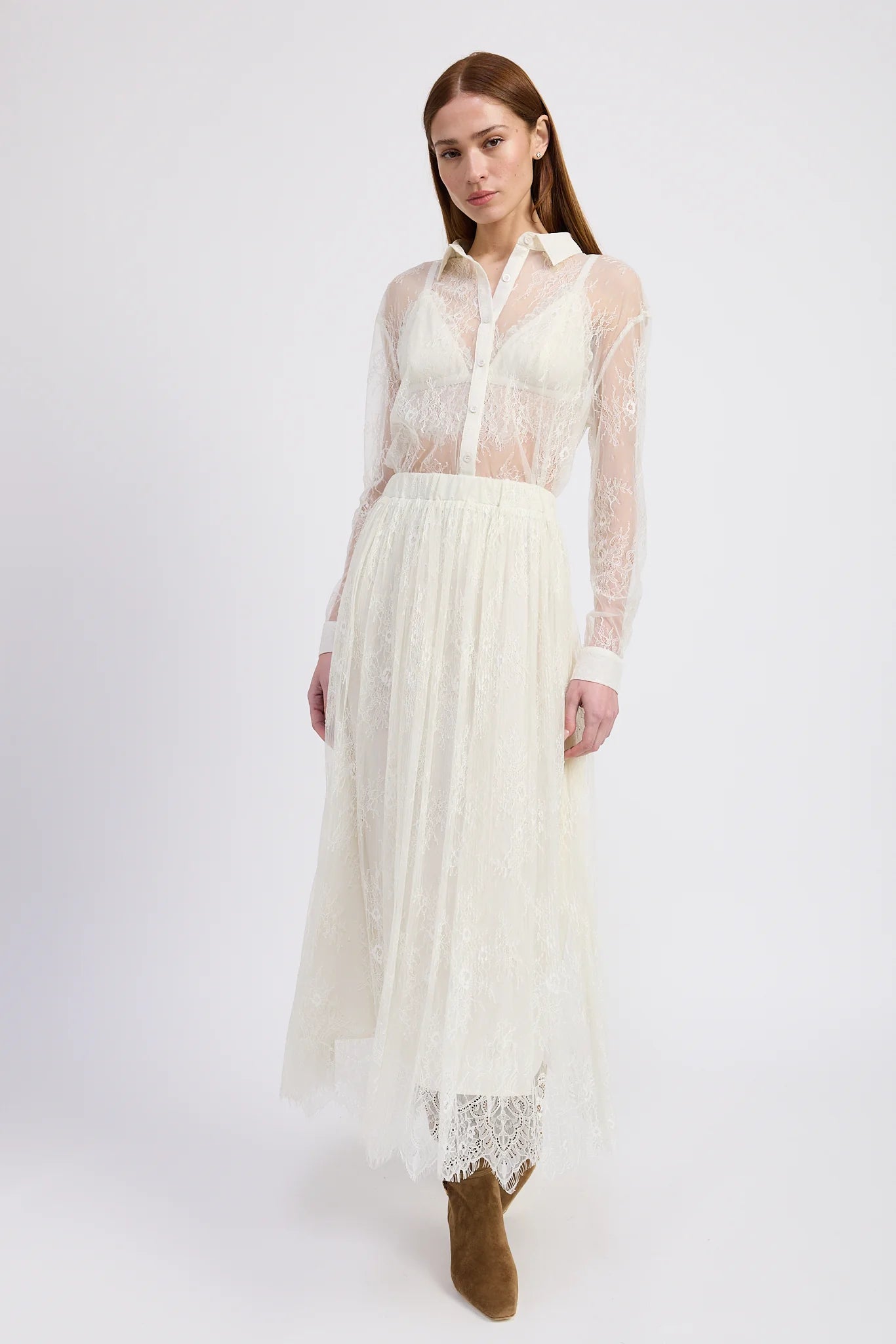 alannah midi skirt in ivory