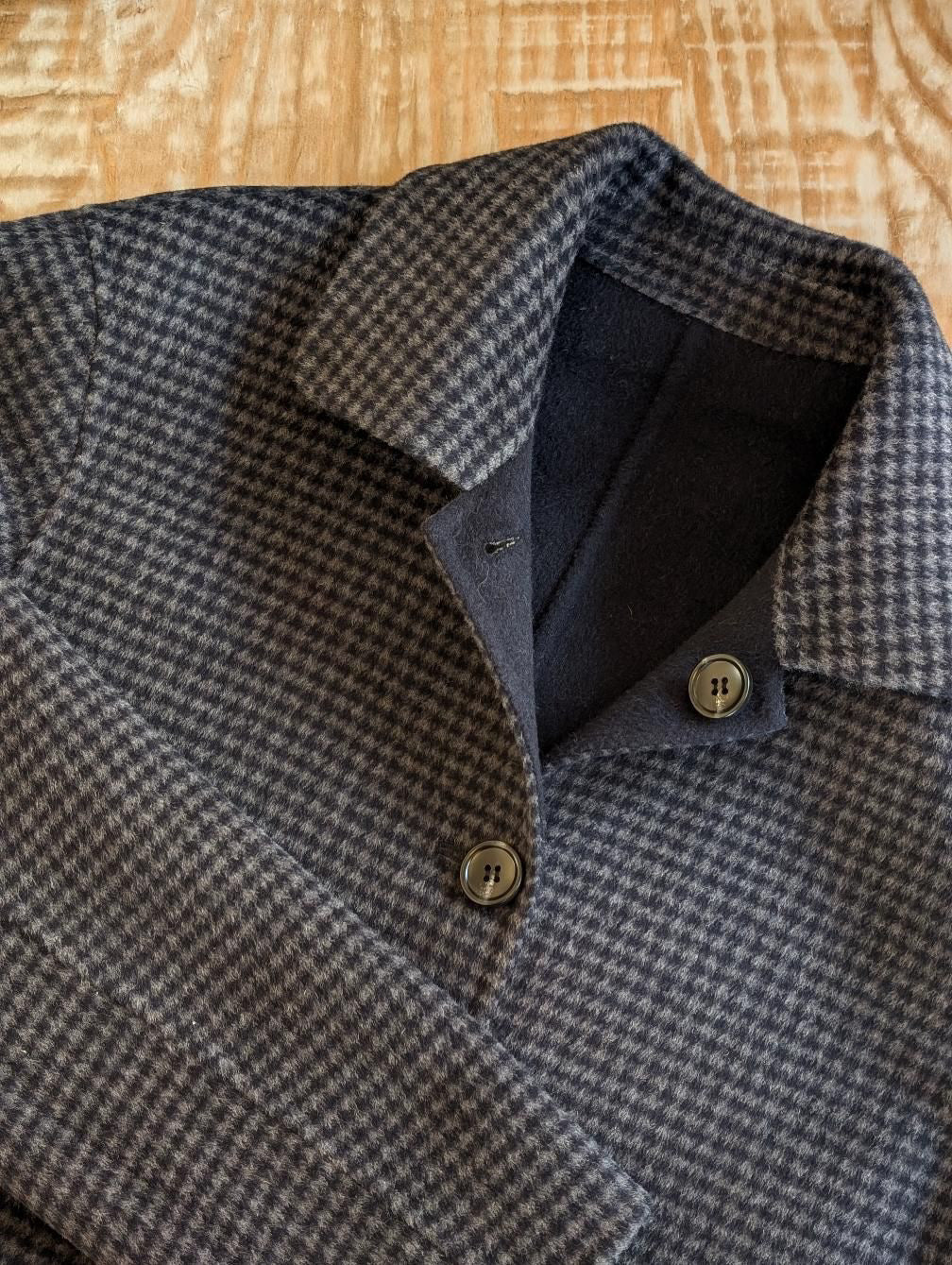 reversible button front navy/ houndstooth jacket