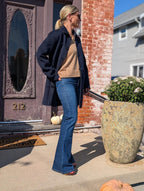 reversible button front navy/ houndstooth jacket