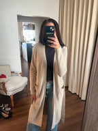 cotton cashmere shaker belted cardigan in brown sugar