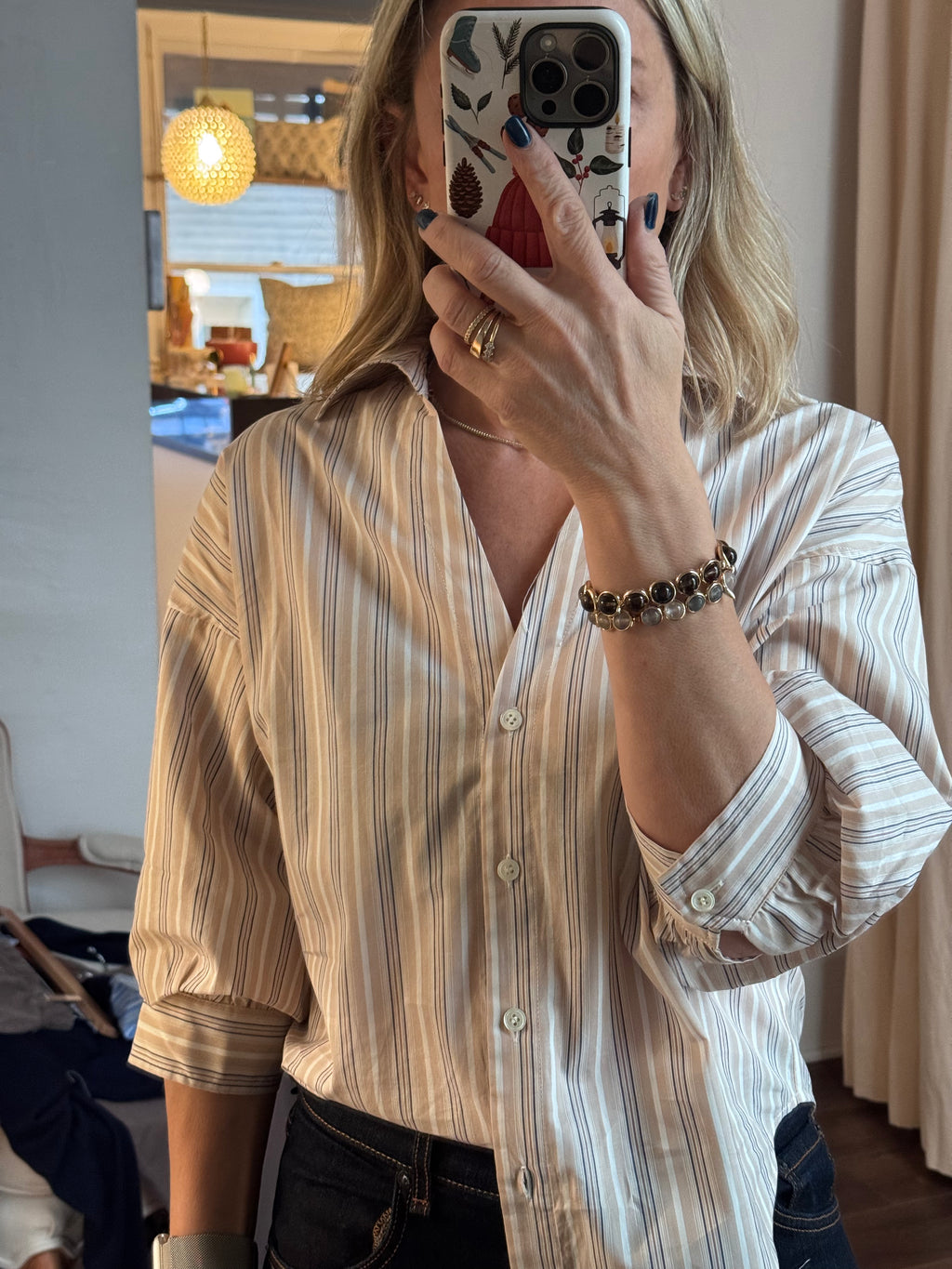 short sleeve striped blouse