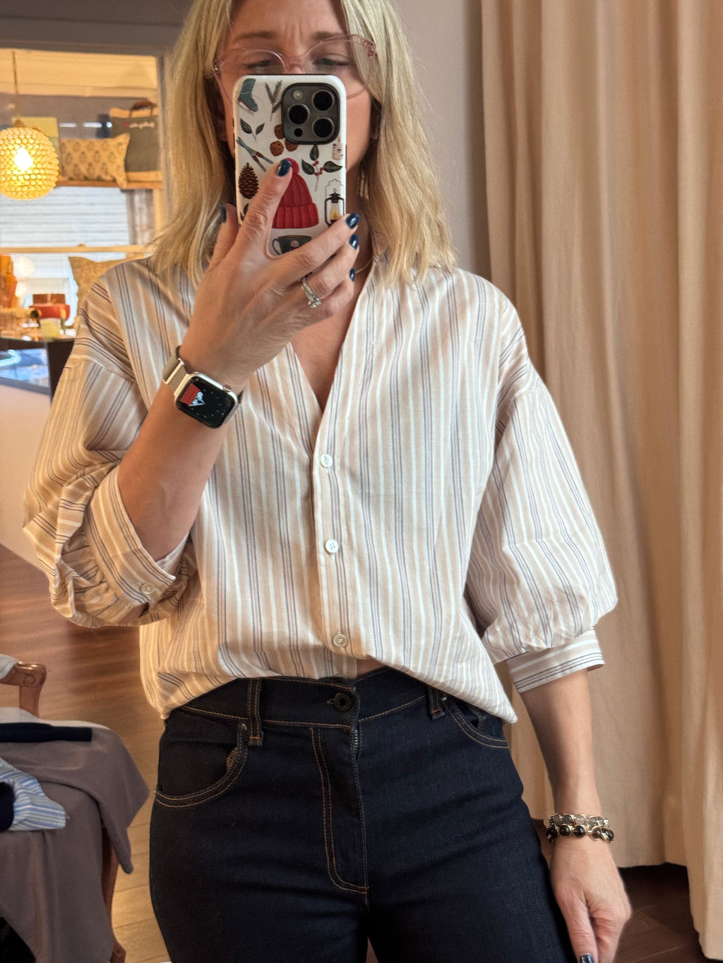 short sleeve striped blouse