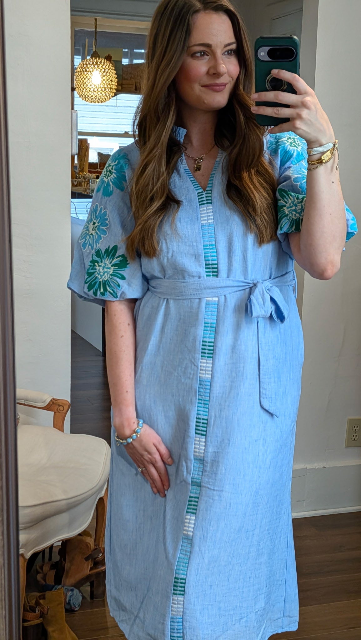 clara embroidered midi