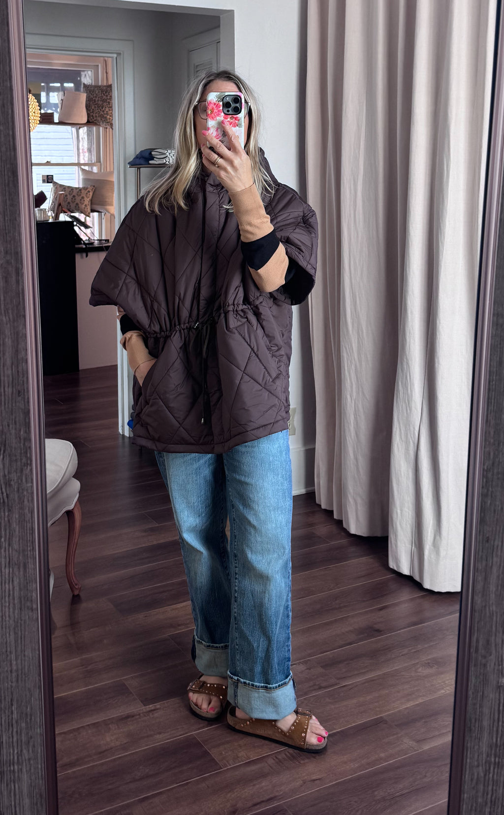 quilted vest in chocolate