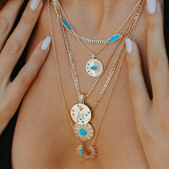sunset voyage necklace in turquoise