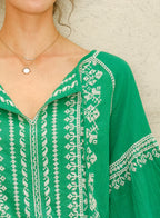 lena embroidered top in green