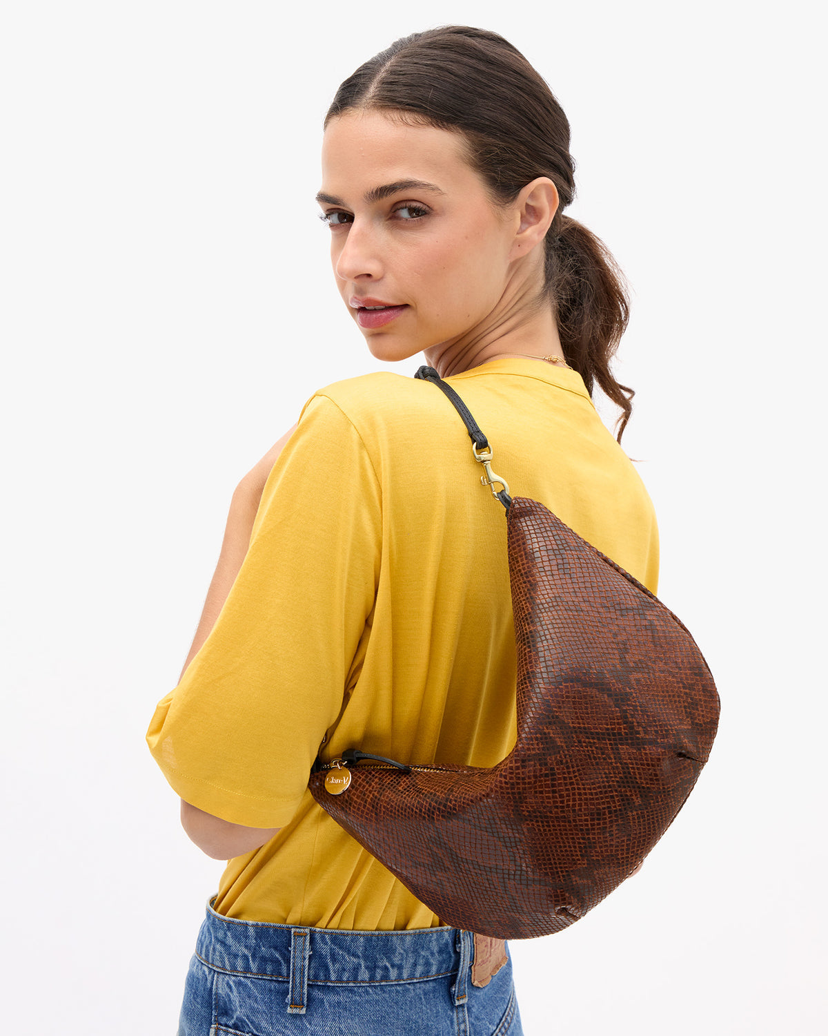 lune in auburn embossed python