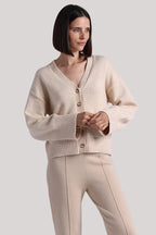 luxe cotton blend v neck cardigan