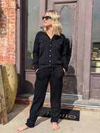 cotton cashmere cargo in black