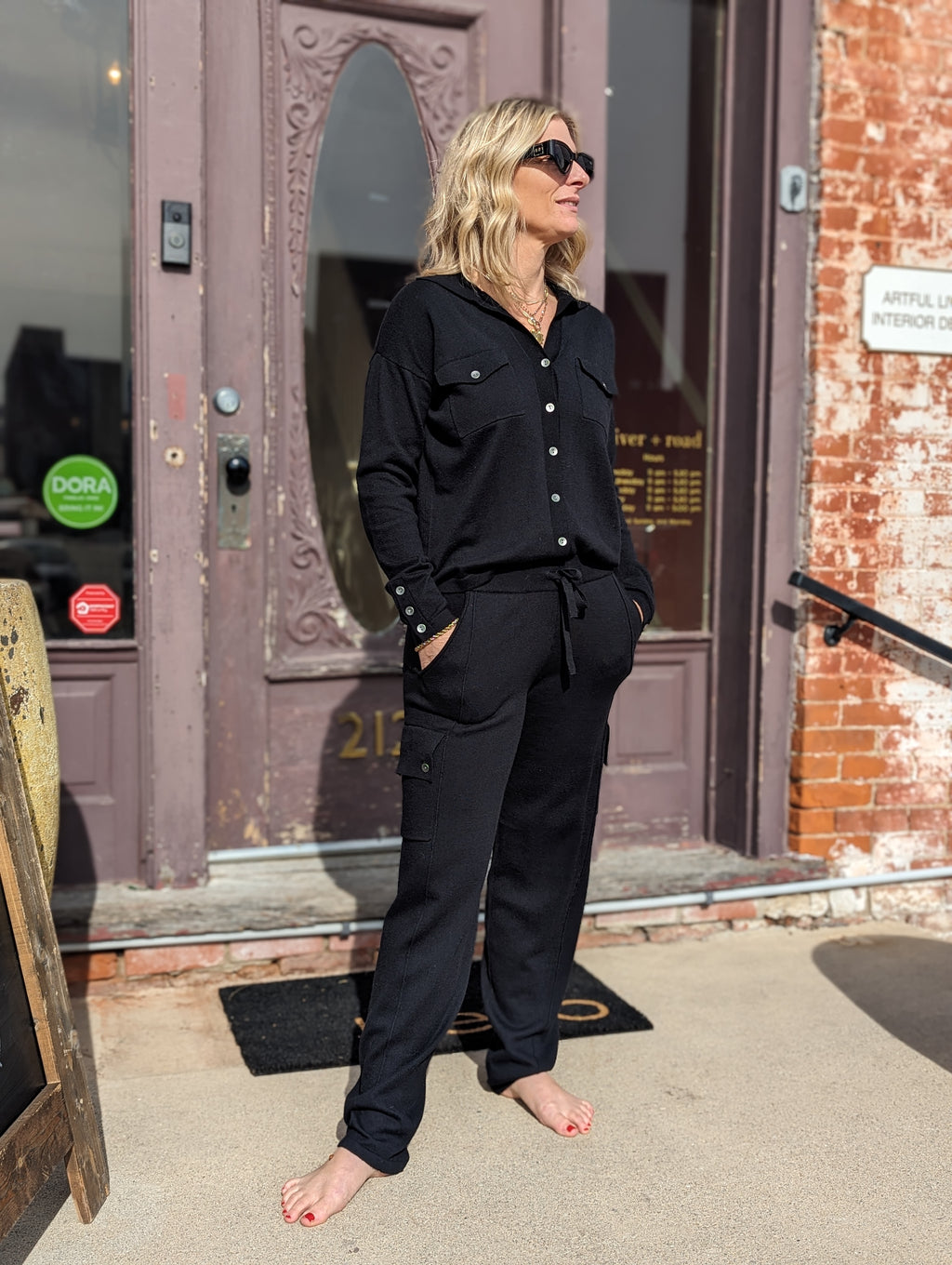 cotton cashmere cargo in black