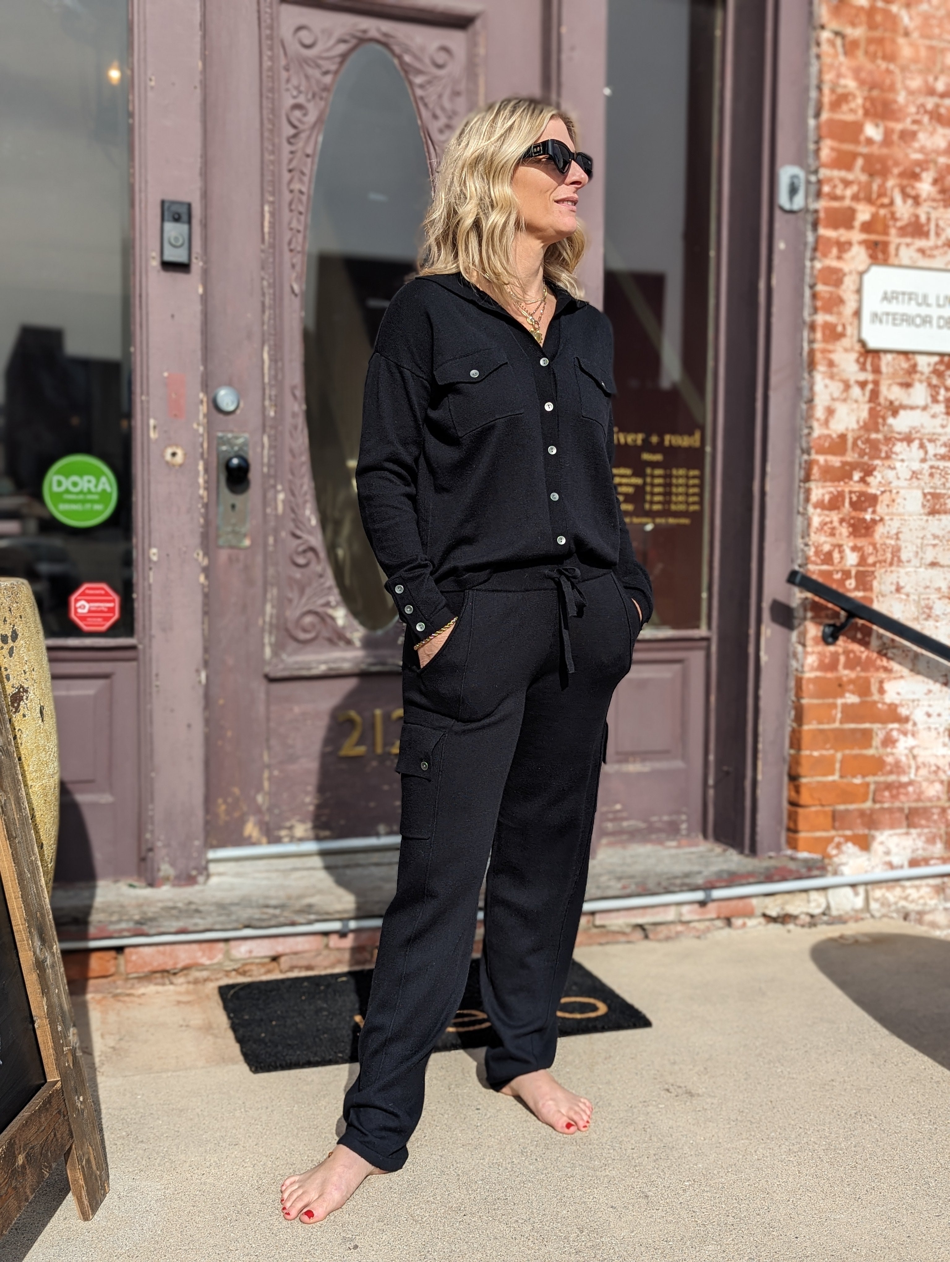 cotton cashmere cargo in black