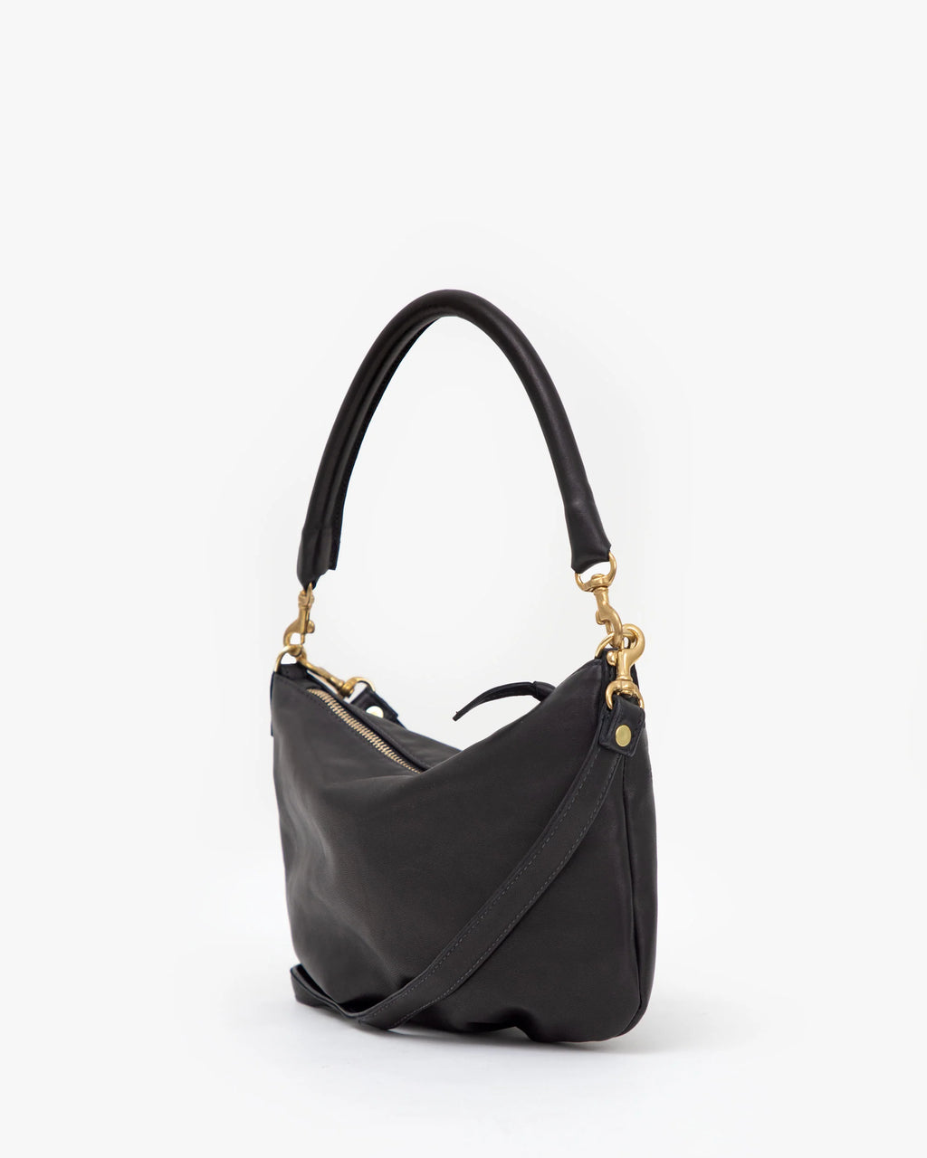 petite moyen messenger in black italian nappa