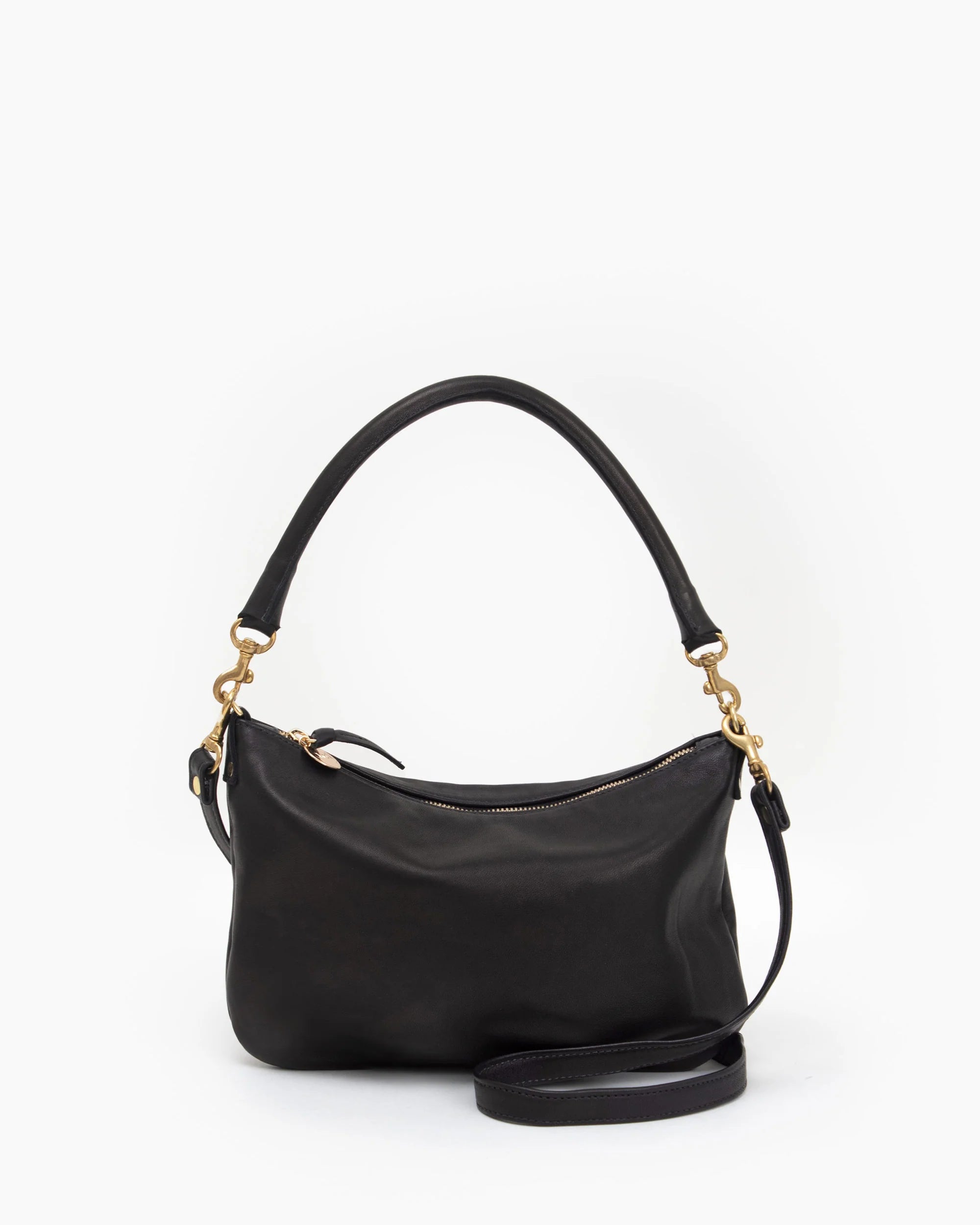 petite moyen messenger in black italian nappa