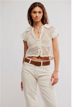 lily crochet top in coconut milk