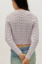 pretty in pointelle cardi in orchid hush