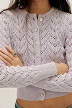 pretty in pointelle cardi in orchid hush
