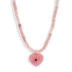 pink opal carved heart necklace