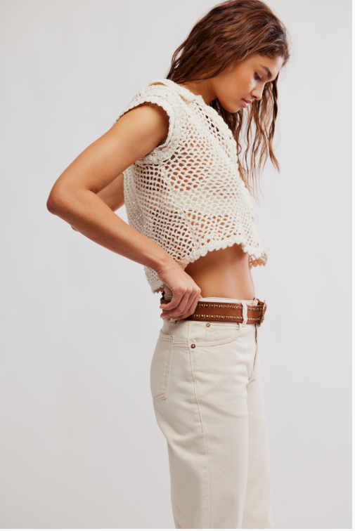 lily crochet top in coconut milk