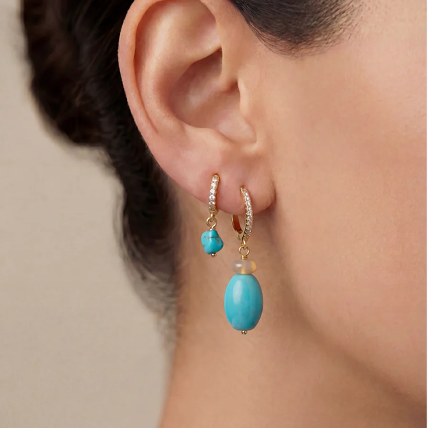 turquoise + ethiopian opal drop earrings