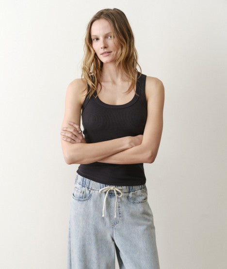 lexi rib sun-in tank in faded black