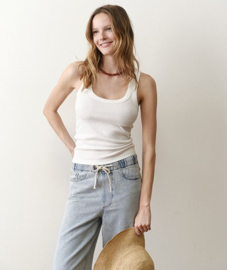 lexi rib sun-in tank in white