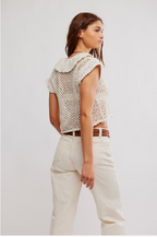 lily crochet top in coconut milk