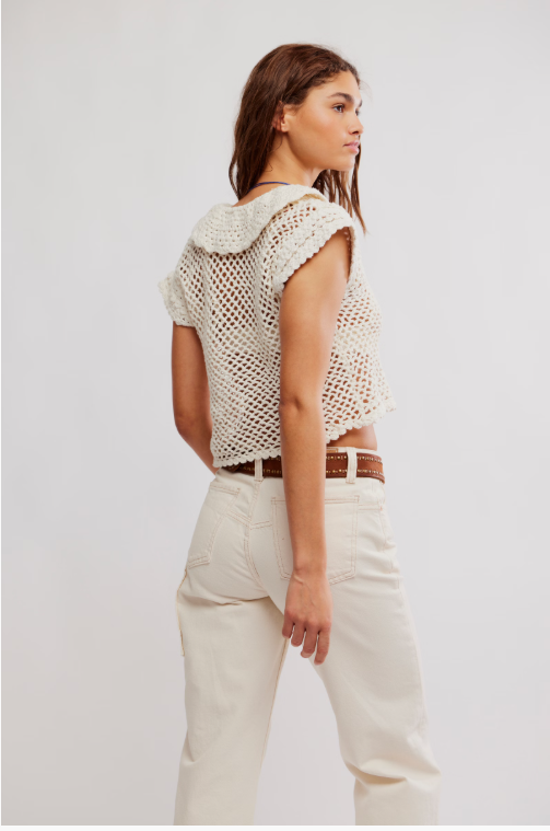 lily crochet top in coconut milk