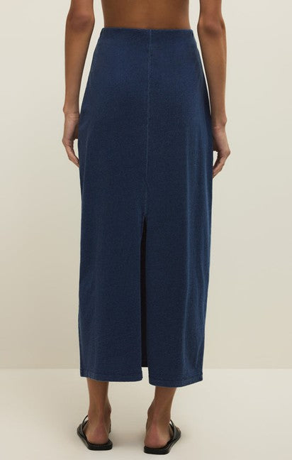 gail jersey denim midi skirt