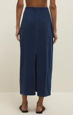 gail jersey denim midi skirt