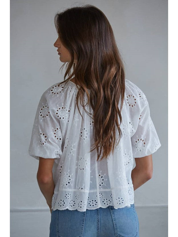 tessa woven eyelet top