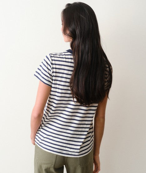tried & true crew tee in navy stripe