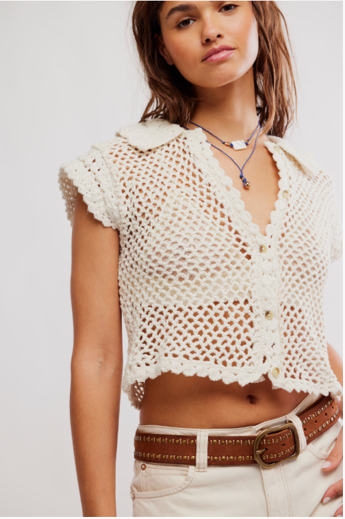 lily crochet top in coconut milk