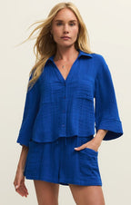 helena airy gauze button down in nautical
