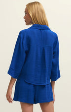 helena airy gauze button down in nautical