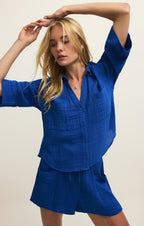 helena airy gauze button down in nautical